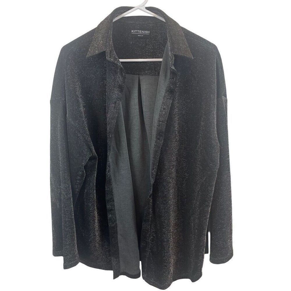 Kittenish Boutique Gray Glitter Oversized Shacket KIT1253-KTN Size Medium